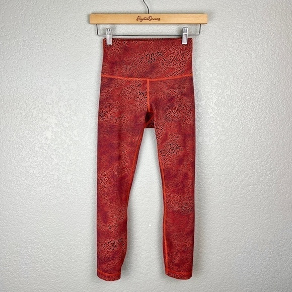 Lululemon Wunder Train High-Rise Crop Leggings, Crackle Glaze Orange - EUC - Picture 3 of 8